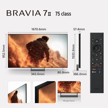 Sony BRAVIA 7 II True RGB 75 inch TV, 2026 Model | K-75XR70M2