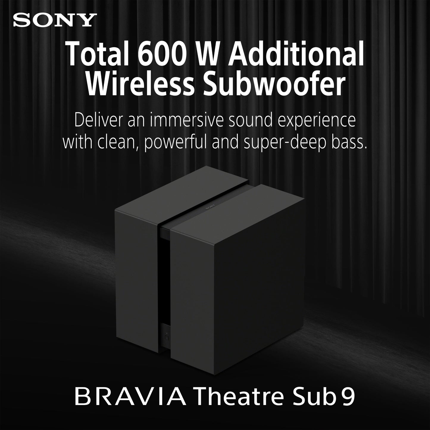Sony BRAVIA Theatre Sub 9, 600 W Wireless Subwoofer for Sound bar/ Home Theater Sound System, 2026 Model