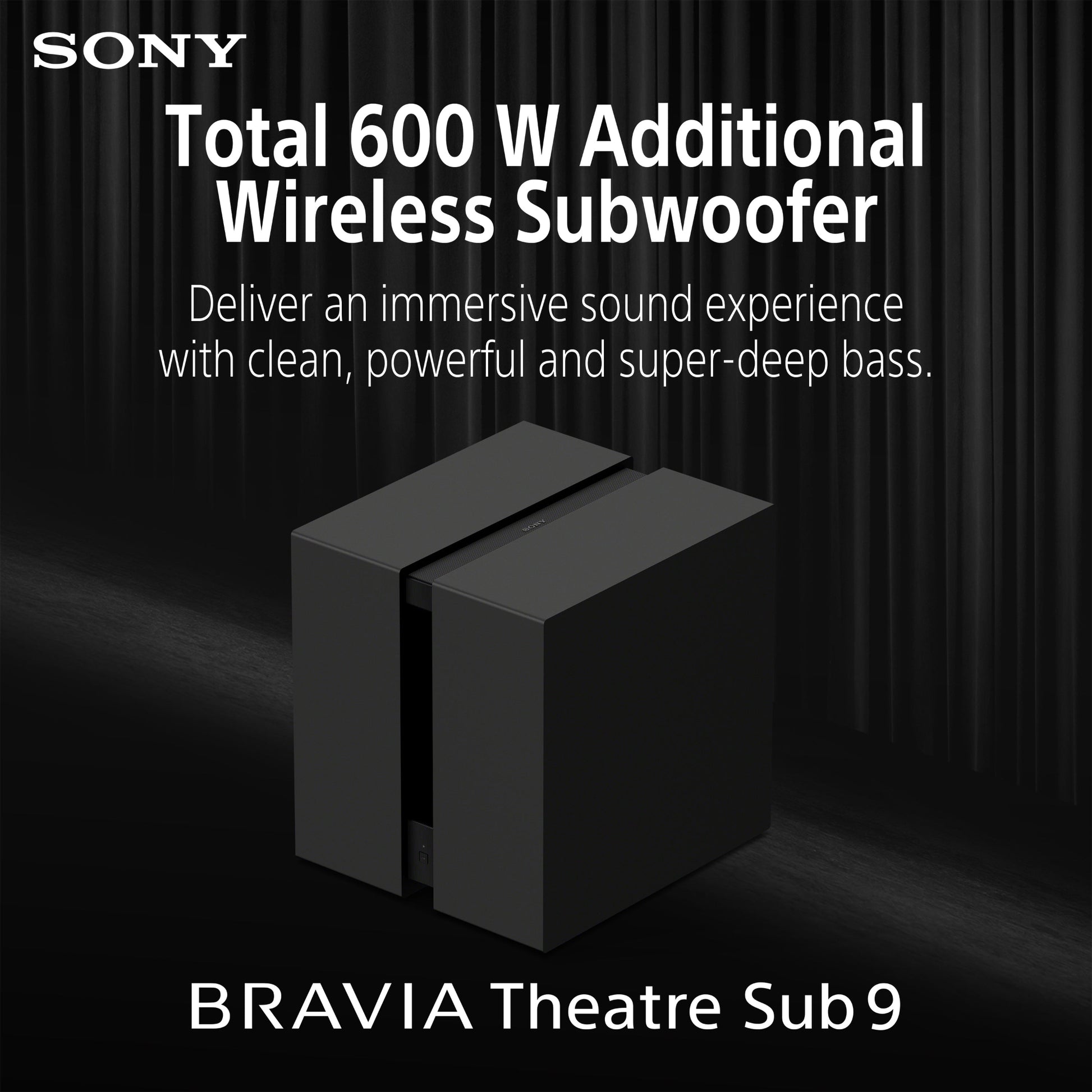 Sony BRAVIA Theatre Sub 9, 600 W Wireless Subwoofer for Sound bar/ Home Theater Sound System, 2026 Model